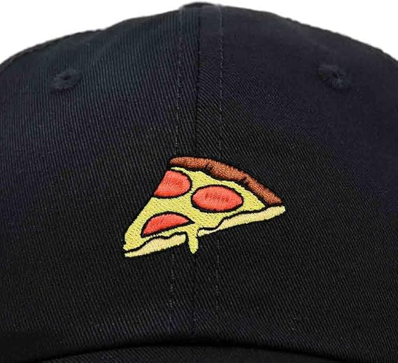Black Embroidered Pizza Hat