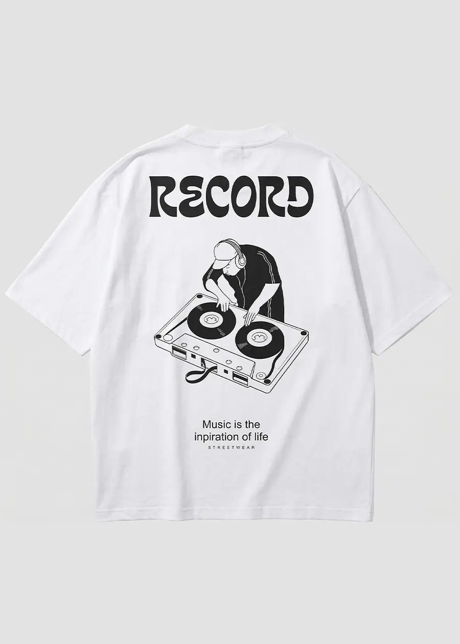 Record Music Graphic Oversized T-Shirt | Streetwear Tee