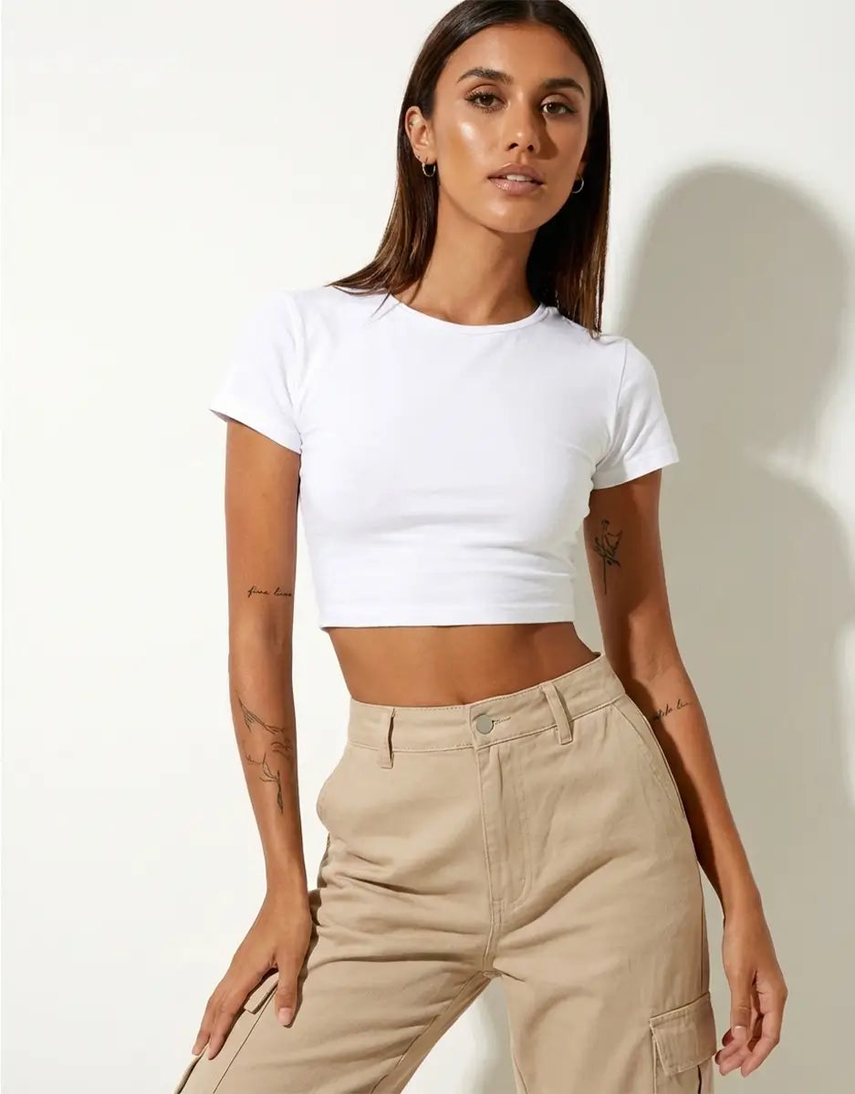 Essential White Baby Tee Crop Top