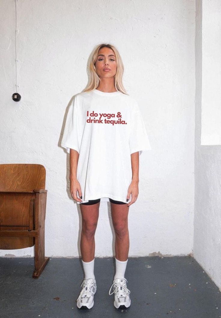 Yoga & Tequila T-Shirt for Women | Funny Graphic Oversized Tee