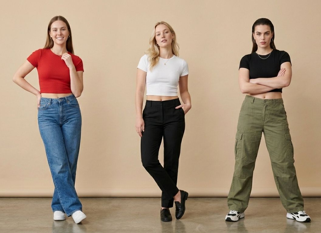 Pack of 3 Baby Tees for Women – Red, White & Black | Stretchable Lycra Cotton Fitted Crop Tops