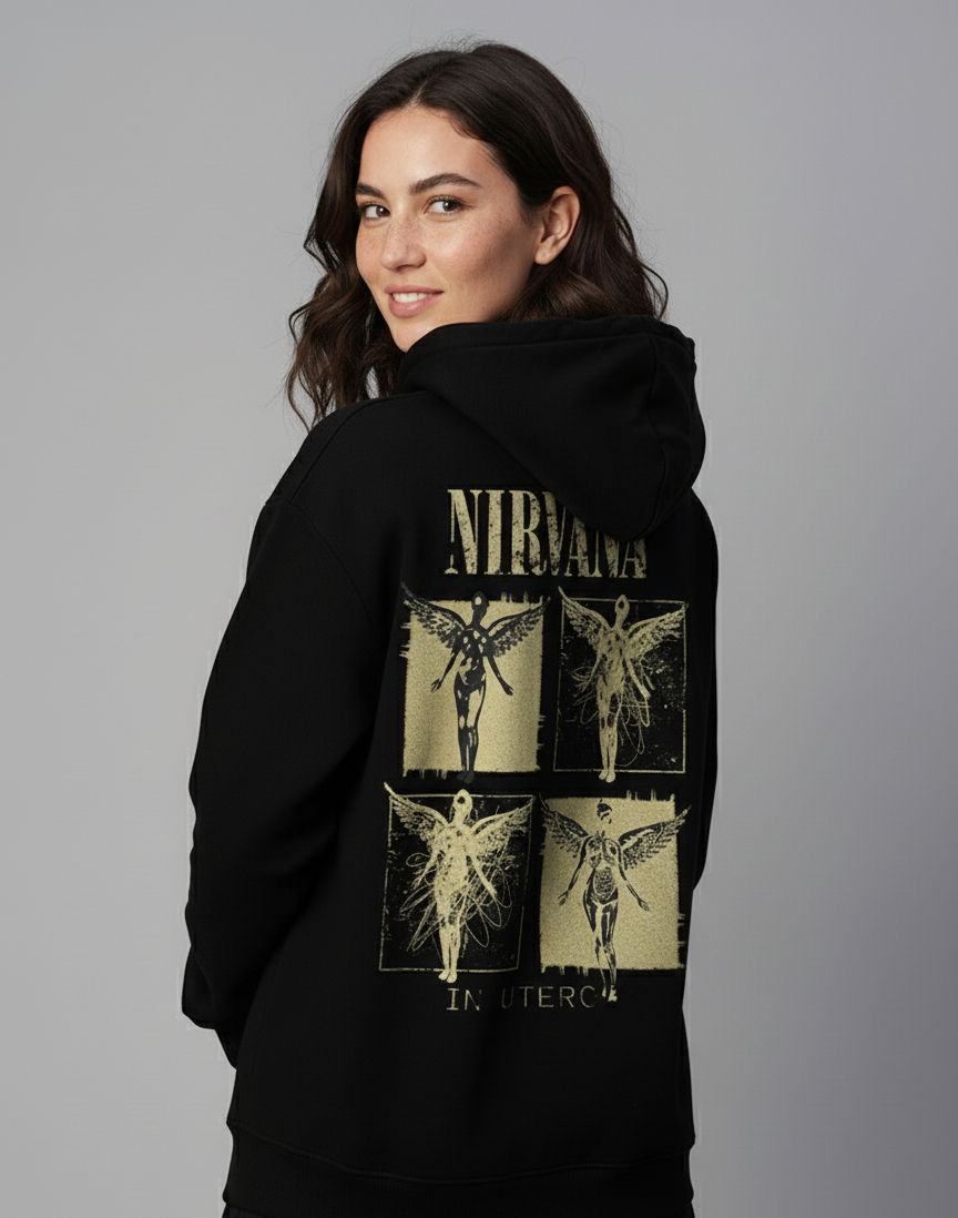 Nirvana Oversized Hoodie for Women | Premium Cotton Drop Shoulder Hoodie | Zyra Drip