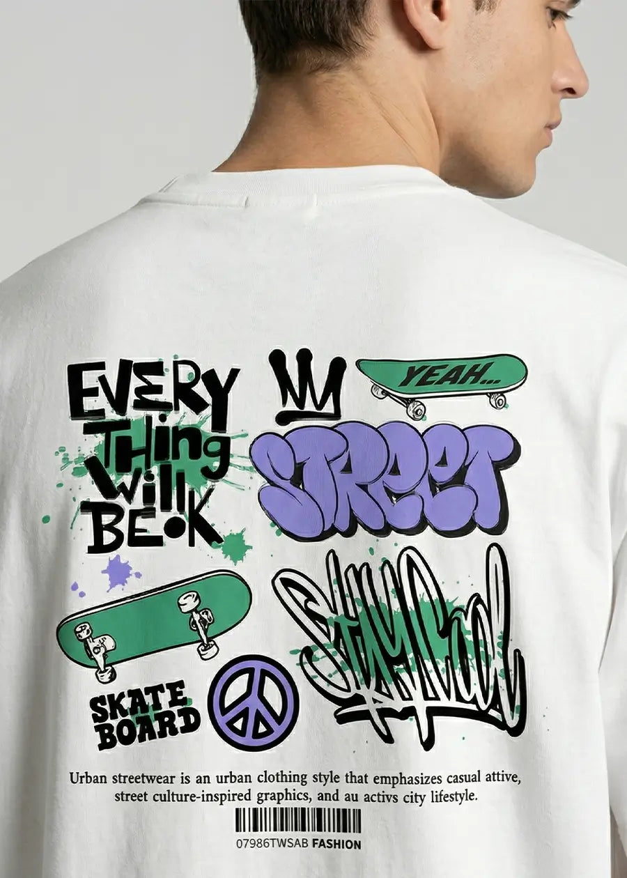 Street Graffiti Oversized T-Shirt – Urban Skate Tee