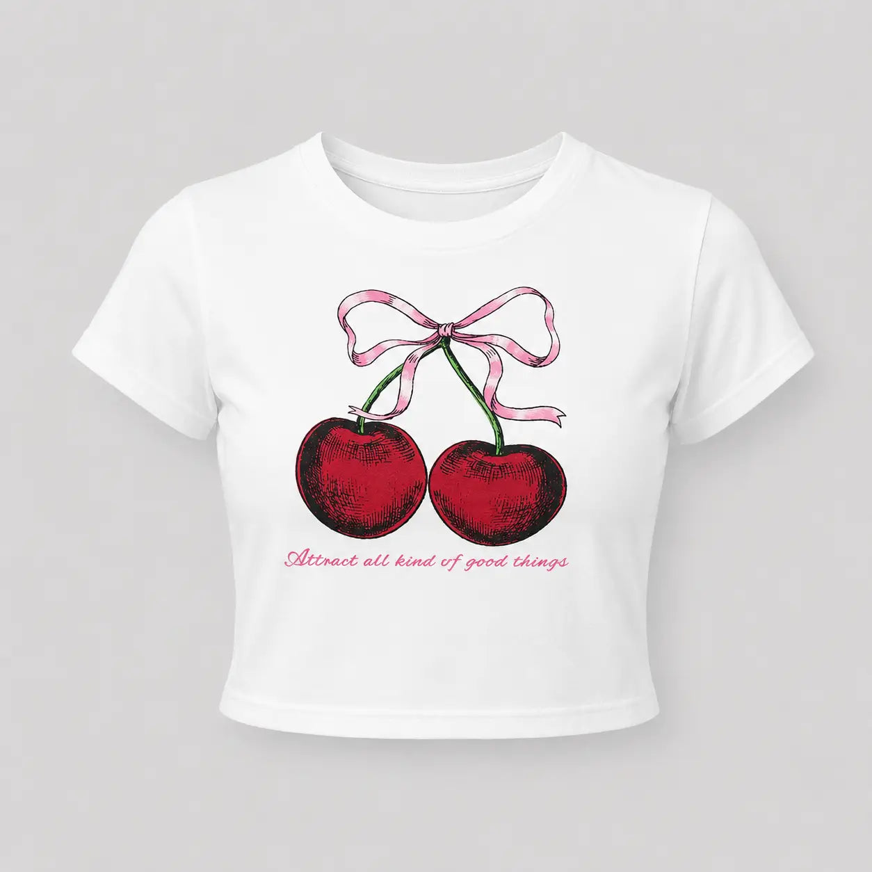 Cherry White Cotton Crop Top