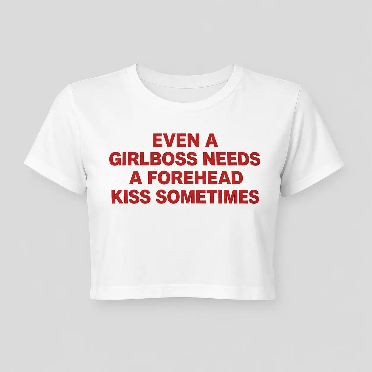 Girlboss Forehead Kiss  – White Cotton Crop Top