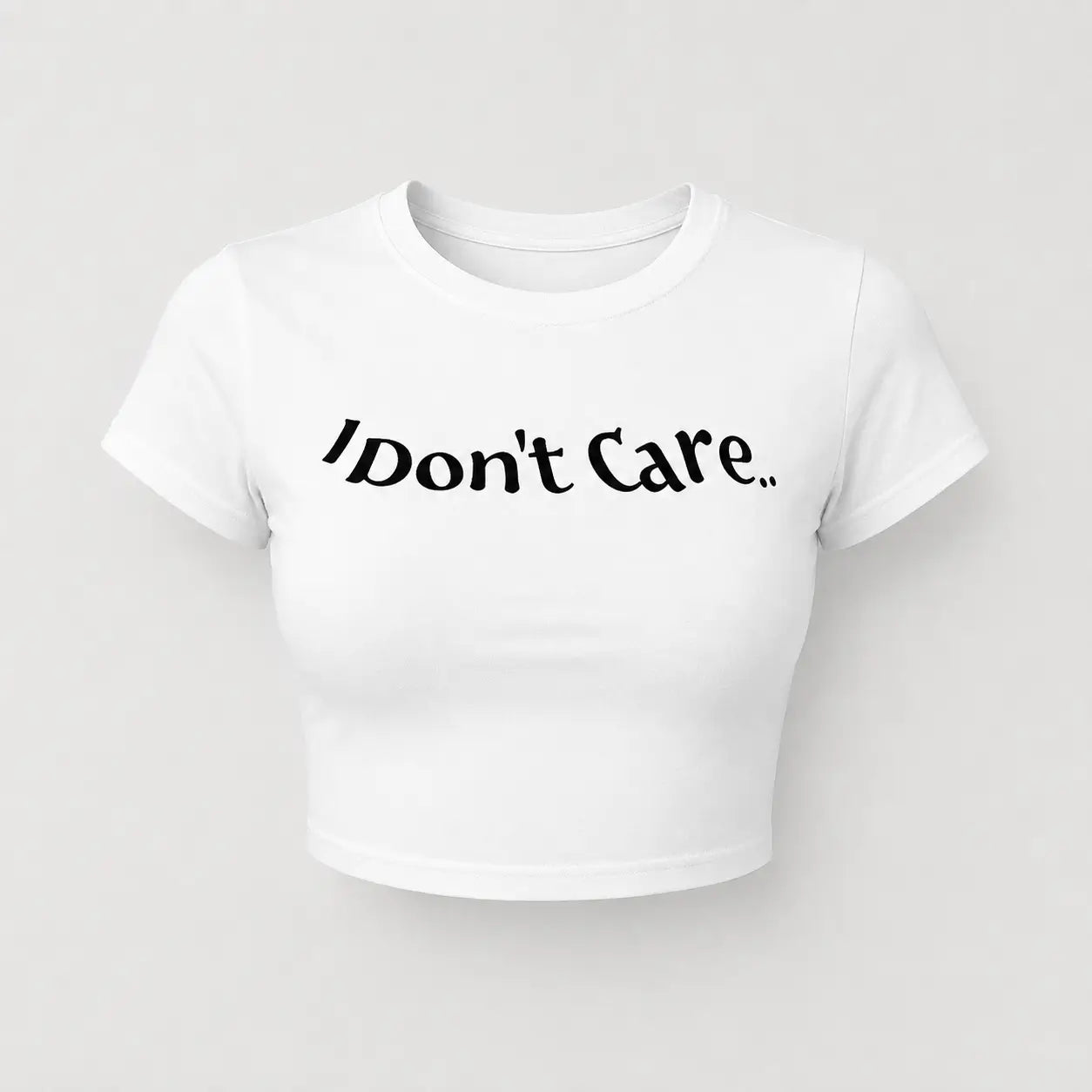 I Don’t Care – White Cotton Crop Top