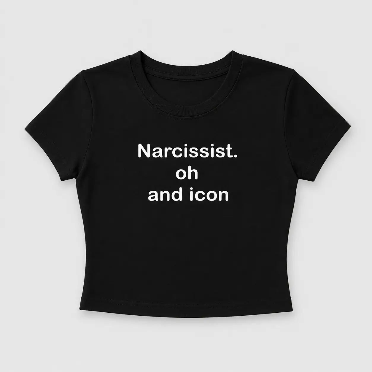 Narcissist Oh and Icon Baby Tee – Black Cotton Crop Top