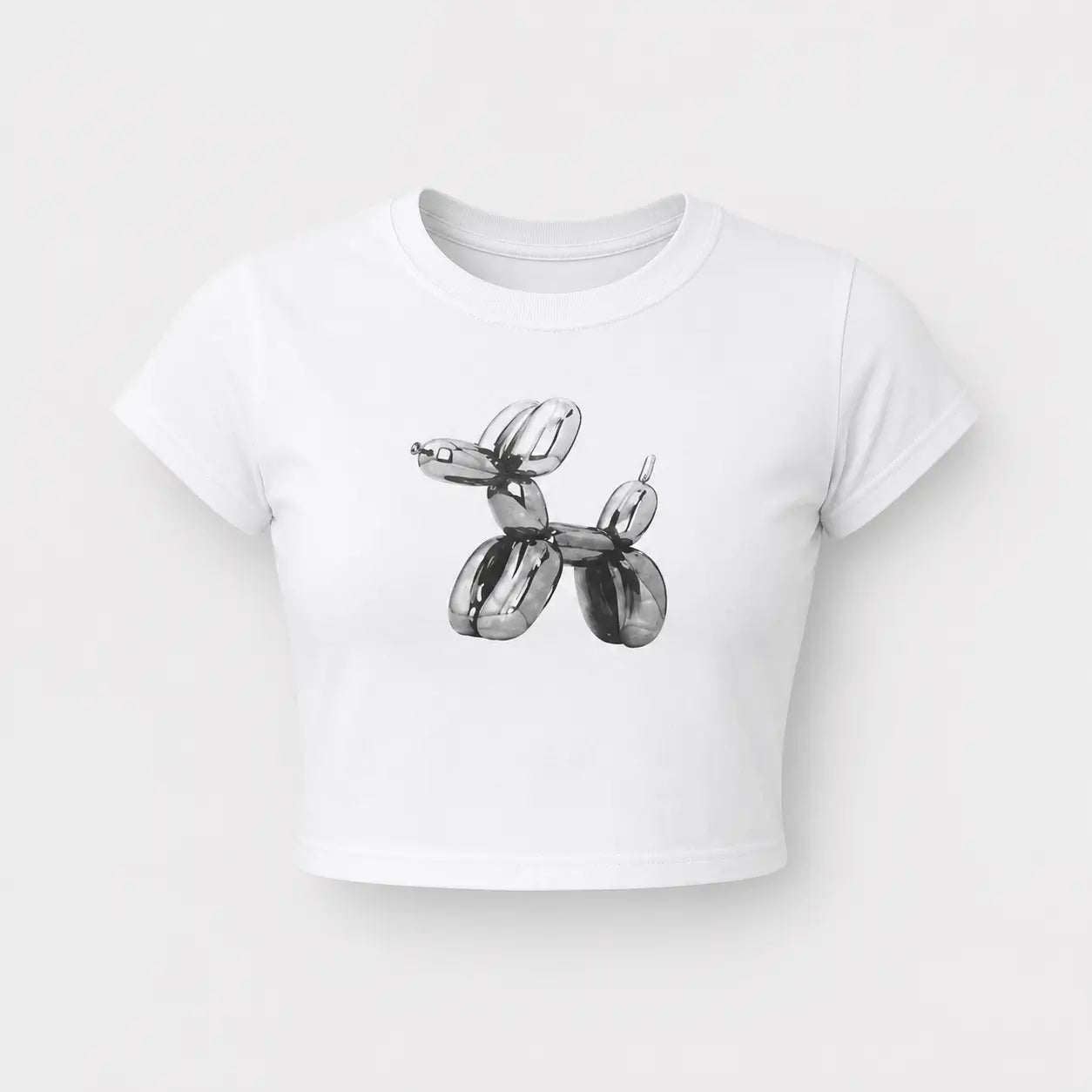 White Balloon Dog   – White Cotton Crop Top
