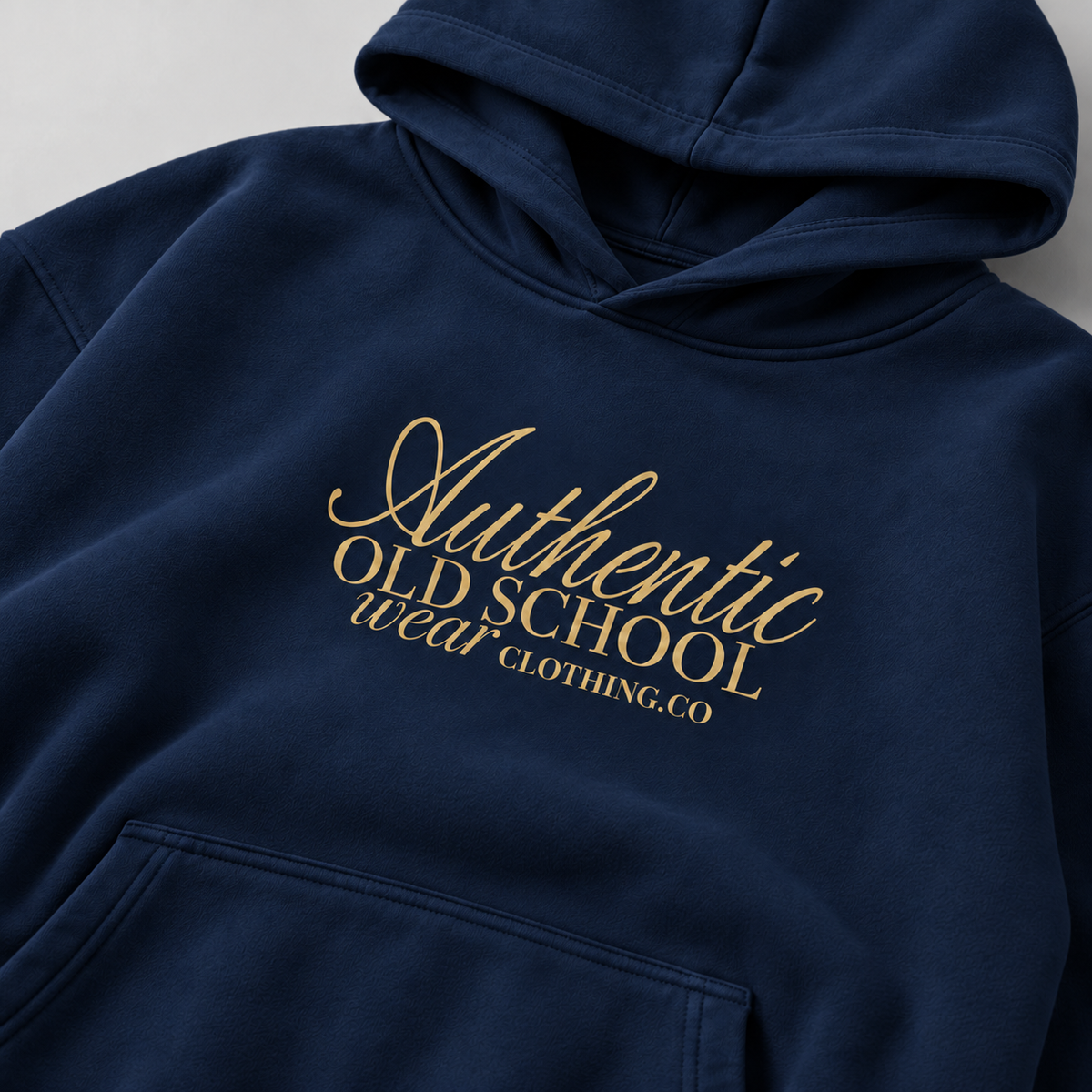 Authentic Old School navy oversized unisex hoodie close-up – Acid House