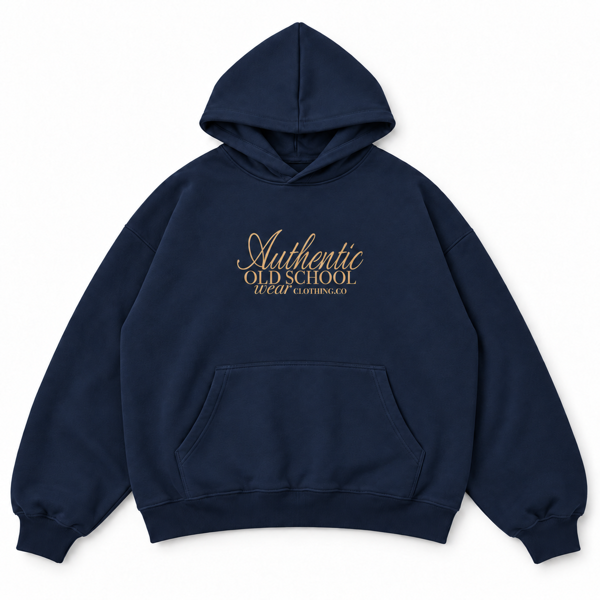 Authentic Old School navy oversized unisex hoodie front – Acid House
