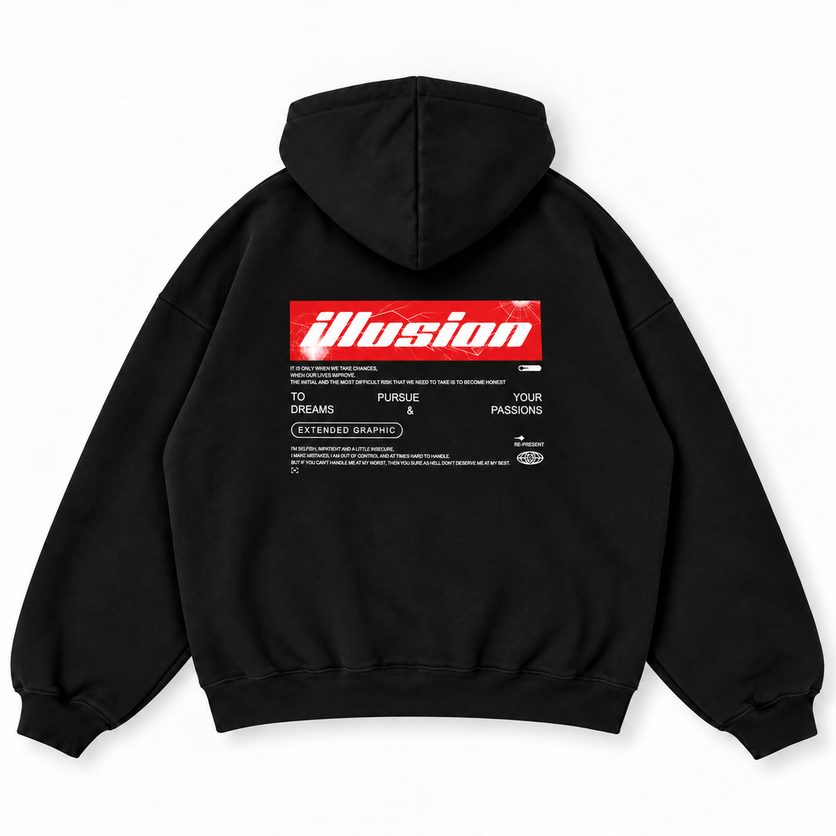 Acid House Illusion black oversized unisex hoodie back