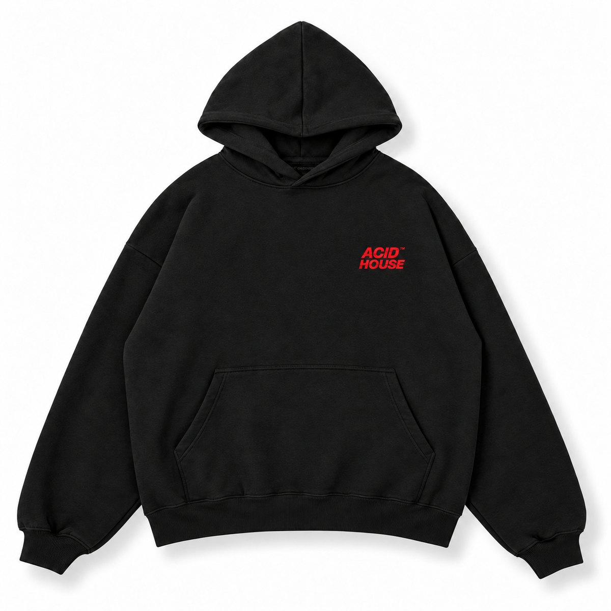 Acid House Illusion black oversized unisex hoodie front