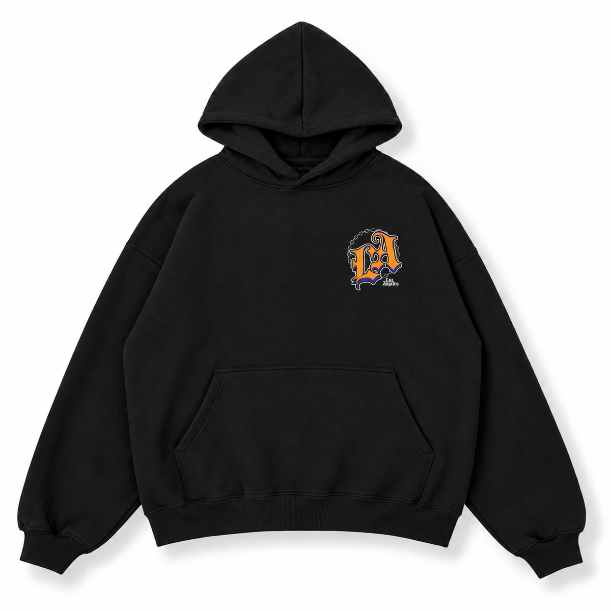 Acid House LA Los Angeles black oversized unisex hoodie front