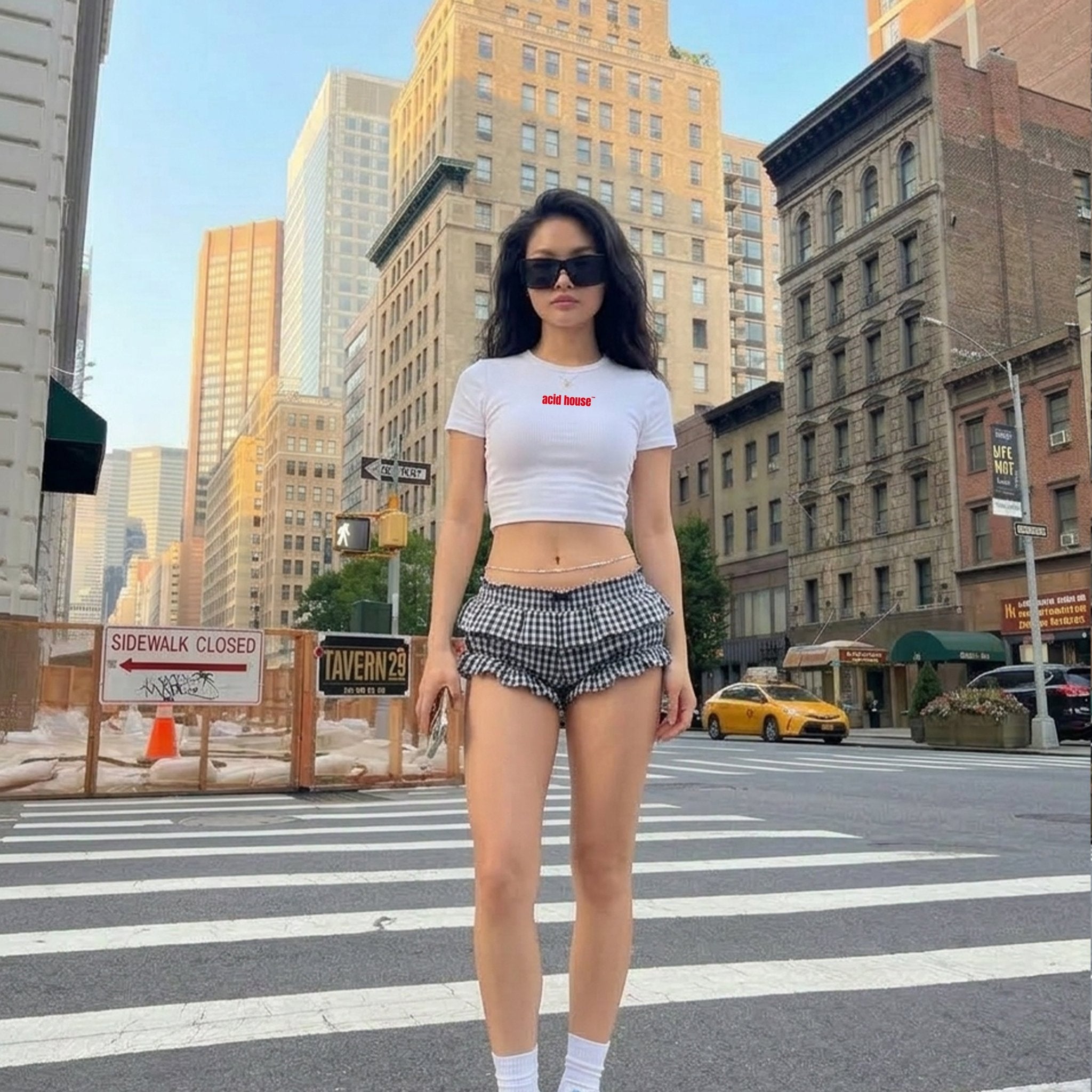 Acid House Logo Baby Tee – White Fitted Crop Top for Women - Acid House™ (formerly Zyra Drip)