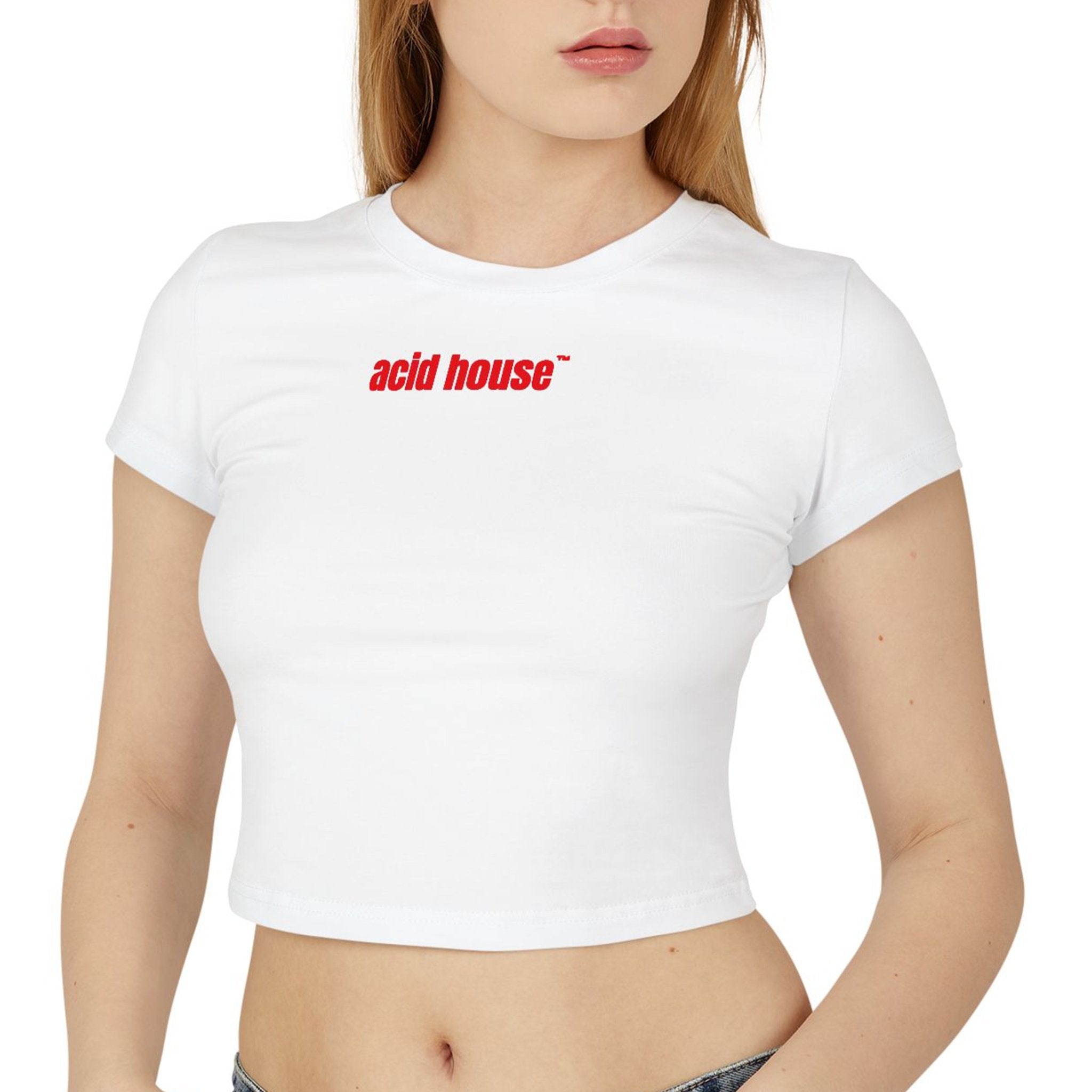 Acid House Logo Baby Tee – White Fitted Crop Top for Women - Acid House™ (formerly Zyra Drip)