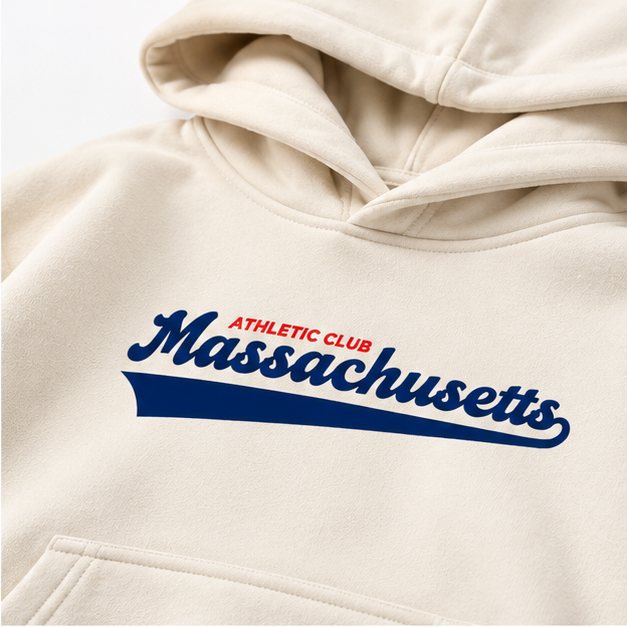 Close-up Massachusetts athletic club lettering