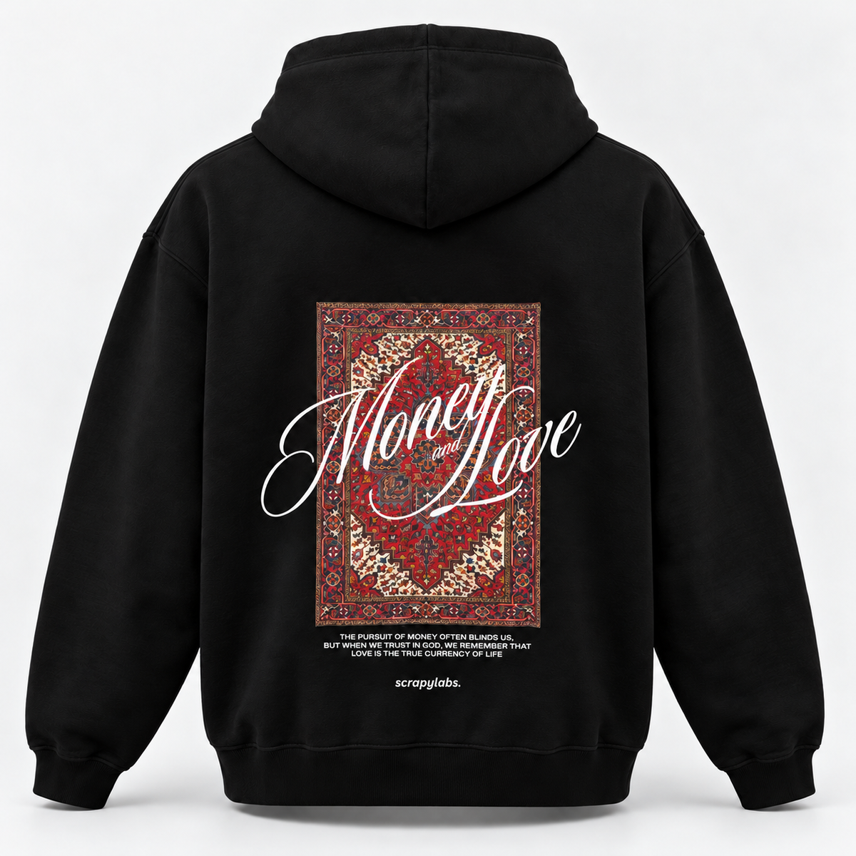 Acid House Money and Love black oversized unisex hoodie back
