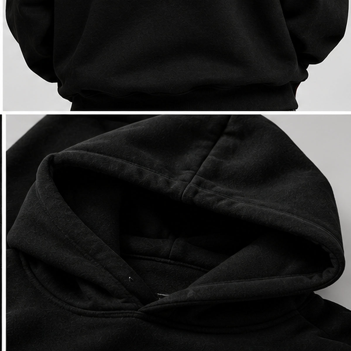 Acid House Neon Los Angeles black oversized 390+ GSM hoodie – hood fabric closeup