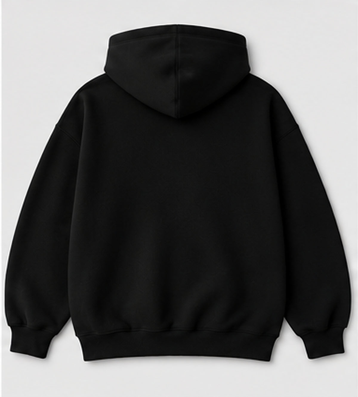 Acid House black 390+ GSM oversized unisex hoodie – back flat view