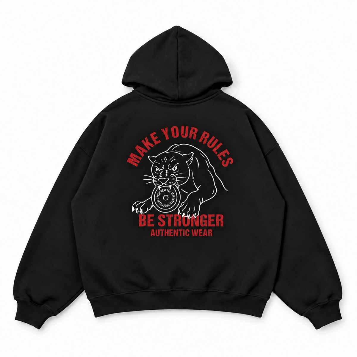 Make Your Rules Panther black oversized unisex hoodie back print – Acid House