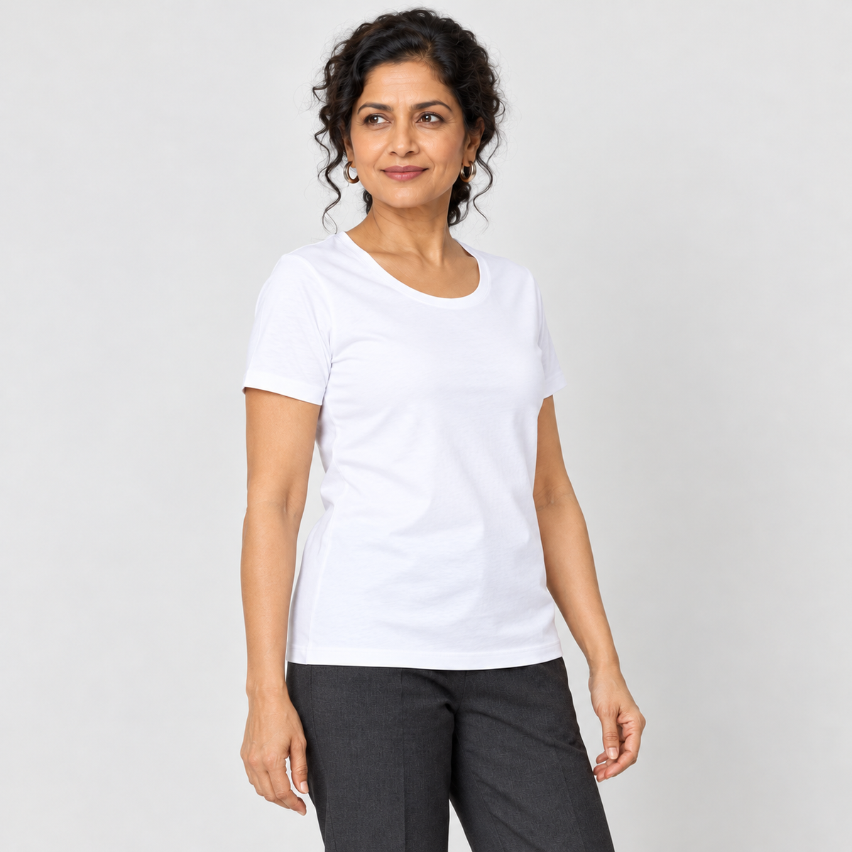 RELAX MODE women's white regular-fit T-shirt – three-quarter view