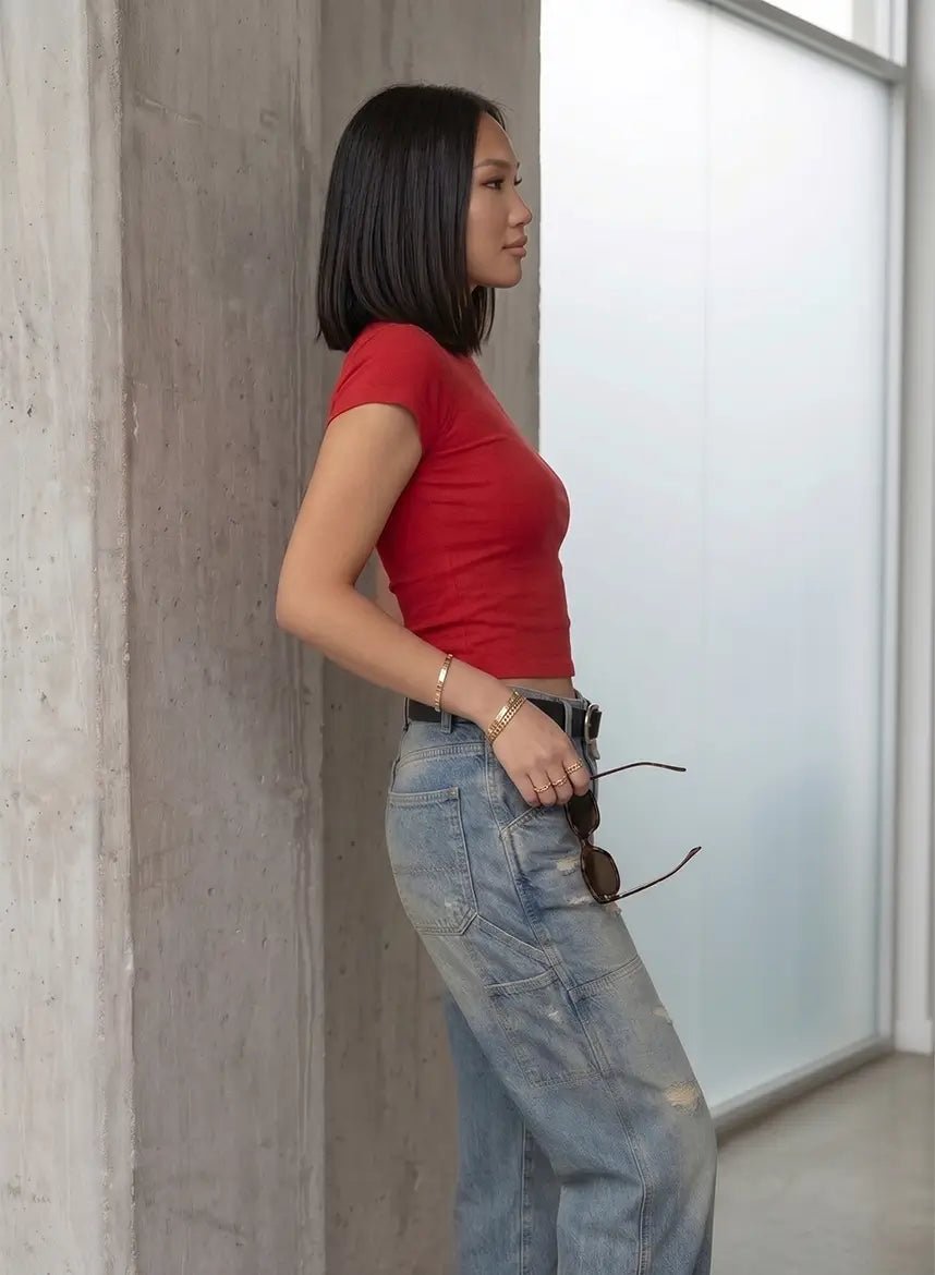 Always Blame A Man Baby Tee – Red Fitted Crop Top for Women - Acid House™ (formerly Zyra Drip)