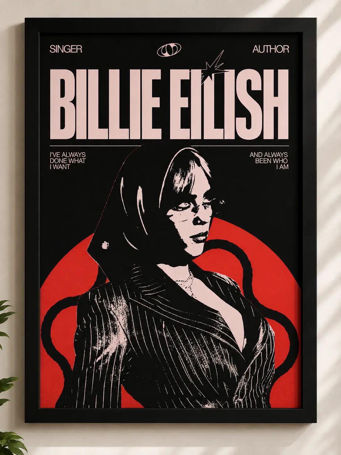 Billie Eilish Retro Wall Poster with Black Frame | Music Room Wall Art