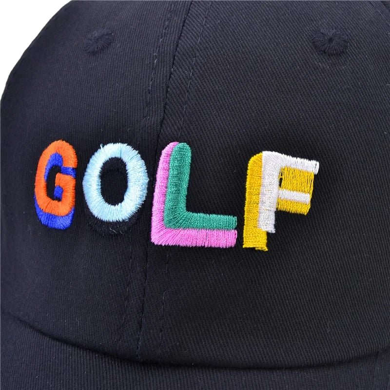 Black Embroidered GOLF Hat - Trendy Adjustable Cap USA - Acid House™ (formerly Zyra Drip)