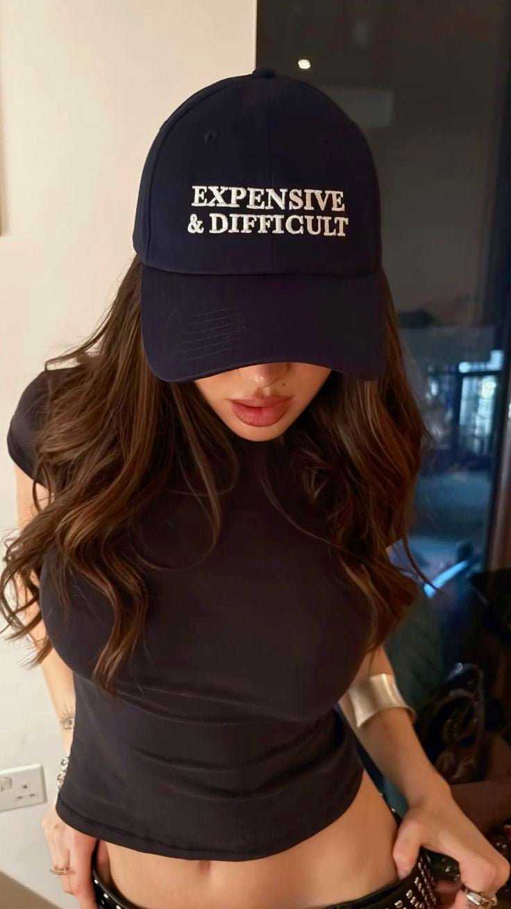 Black “Expensive & Difficult” Embroidered Baseball Cap - Acid House™ (formerly Zyra Drip)