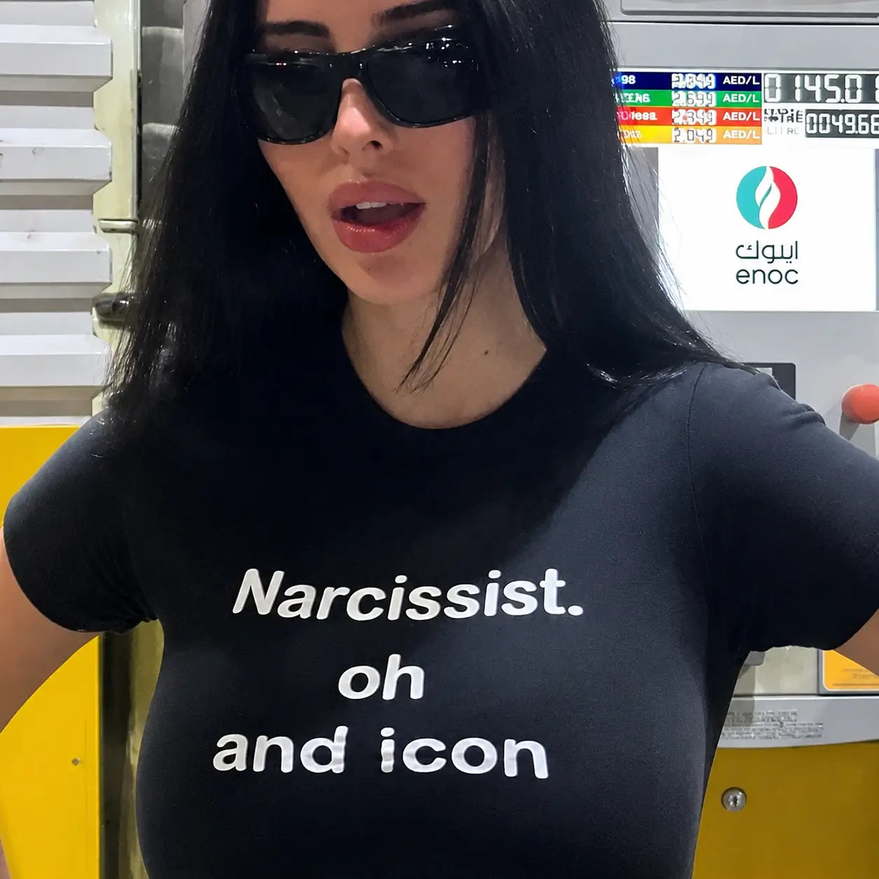 Narcissist Oh and Icon Baby Tee – Black Crop Top