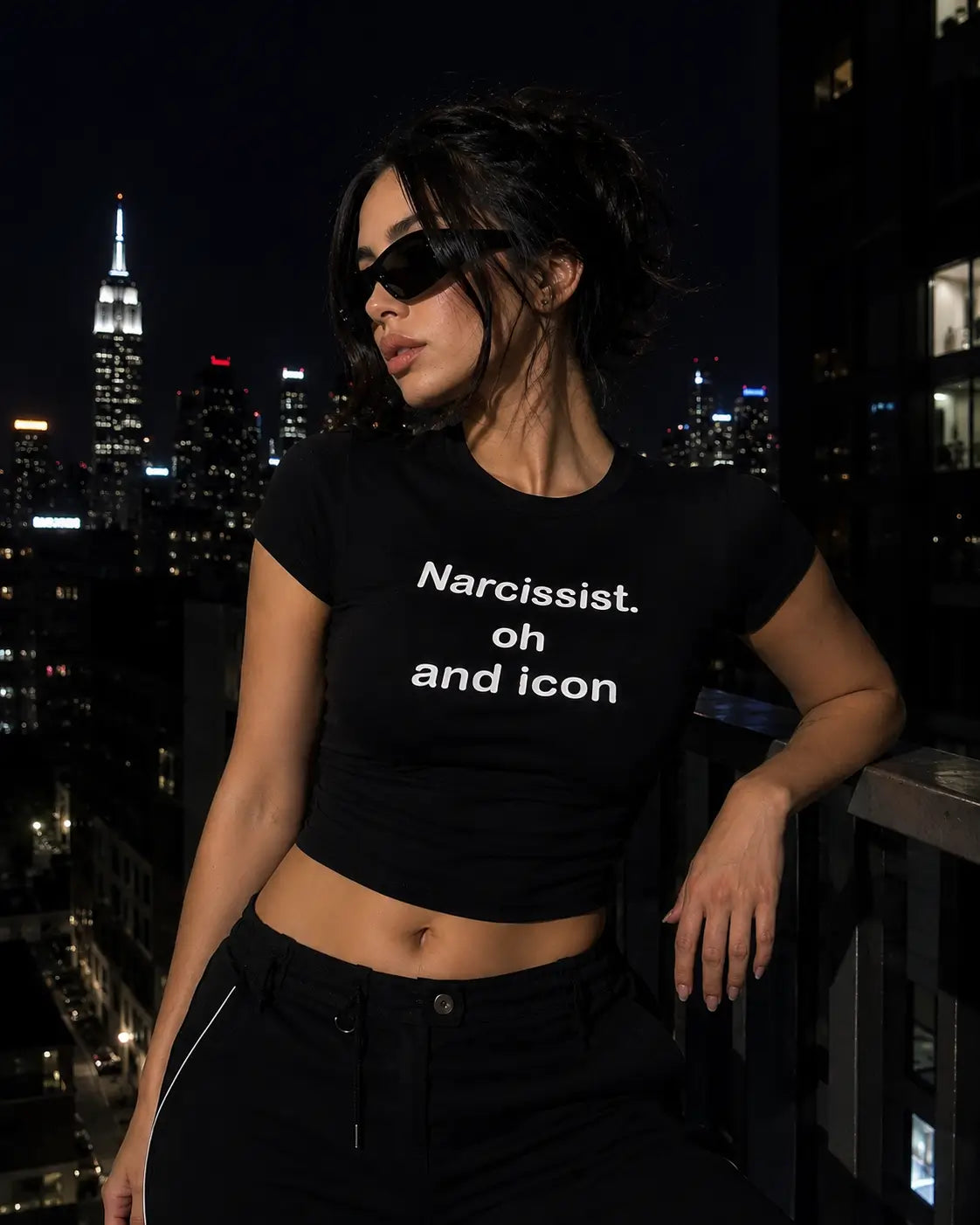 Narcissist Oh and Icon Baby Tee – Black Crop Top