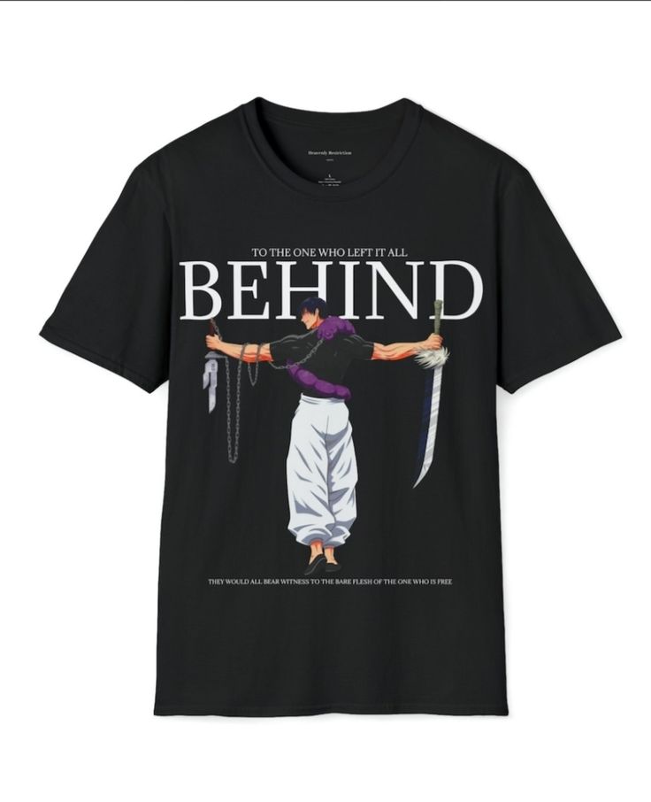 Black Oversized Anime Graphic Tee – Behind Freedom Warrior T-Shirt - Acid House™ (formerly Zyra Drip)