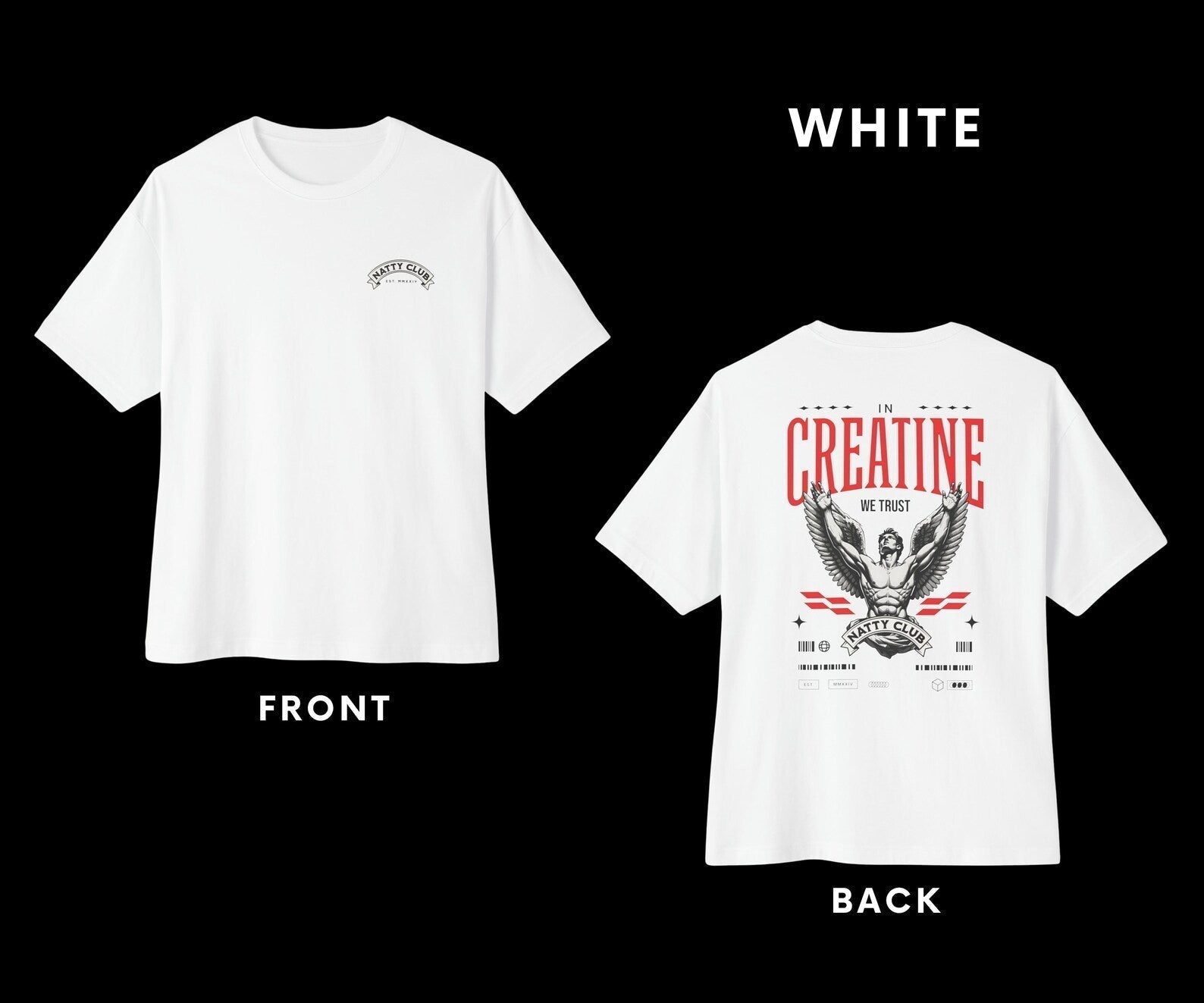 Black Oversized Creatine Gym T-Shirt – Bodybuilding Streetwear - Acid House™ (formerly Zyra Drip)