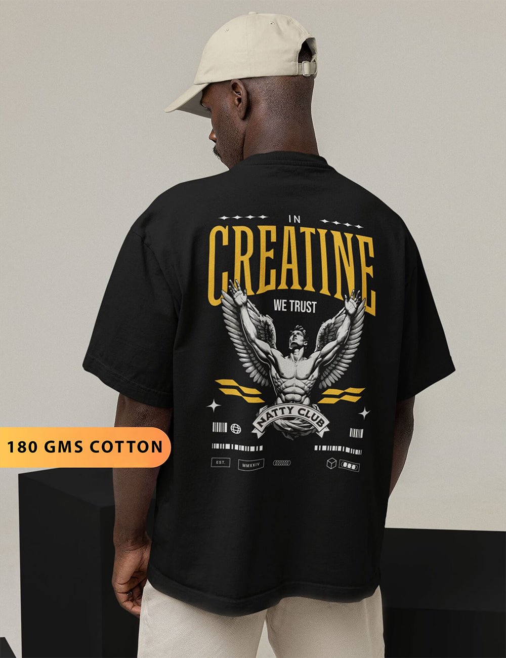 Black Oversized Creatine Gym T-Shirt – Bodybuilding Streetwear - Acid House™ (formerly Zyra Drip)