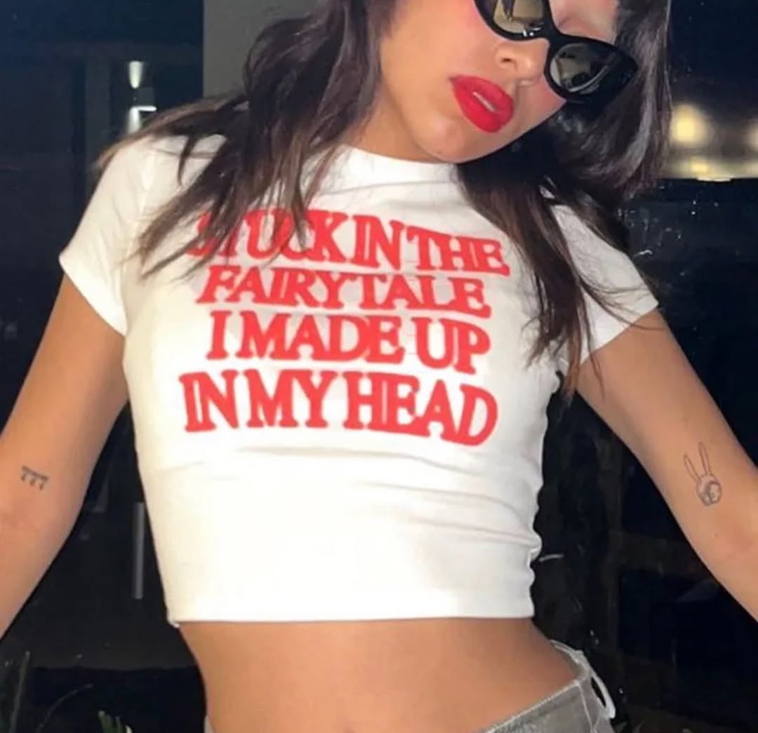Bold Graphic Baby Tee for Women | White Crop Top Aesthetic | Baby Tee - Acid House™ (formerly Zyra Drip)