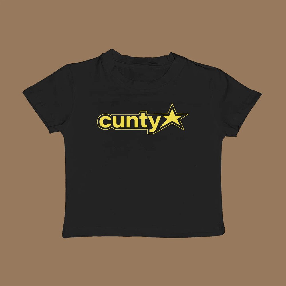 Bold Star Graphic Baby Tee Crop Top for Women – Black & White - Acid House™ (formerly Zyra Drip)
