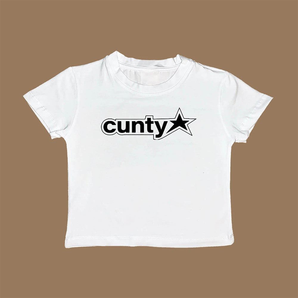 Bold Star Graphic Baby Tee Crop Top for Women – Black & White - Acid House™ (formerly Zyra Drip)