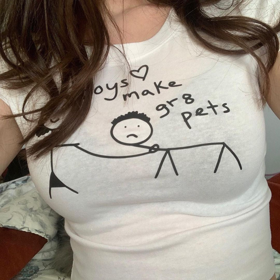 Boys Make Great Pets Baby Tee - Trendy Aesthetic Y2K T-Shirt for Gen Z Girls - Acid House™ (formerly Zyra Drip)