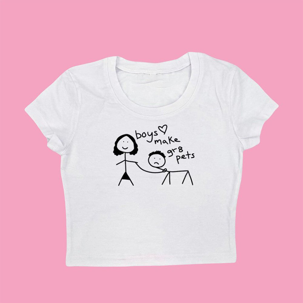 Boys Make Great Pets Baby Tee - Trendy Aesthetic Y2K T-Shirt for Gen Z Girls - Acid House™ (formerly Zyra Drip)