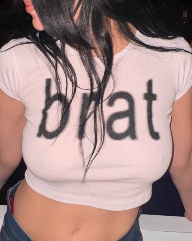 Brat White Baby Tee for Women - Aesthetic Cropped Y2K Graphic T-Shirt - Acid House™ (formerly Zyra Drip)