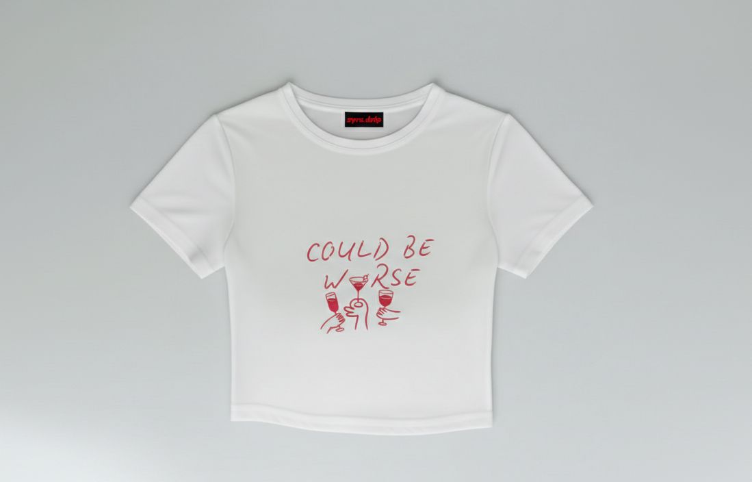 Could Be Worse” Women’s Baby Tee – Minimal Graphic Crop T-Shirt - Acid House™ (formerly Zyra Drip)