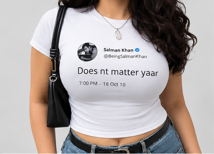 White Doesn't Matter Yaar fitted graphic baby tee front view