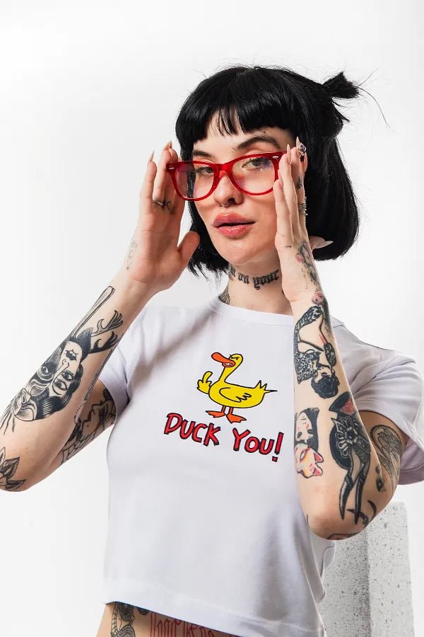 Duck You Baby Tee – Graphic Y2K Crop Top | Drip Republic - Acid House™ (formerly Zyra Drip)