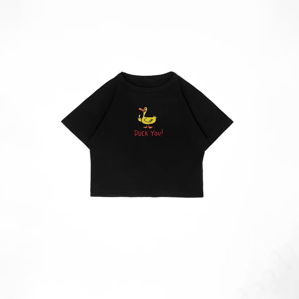 Duck You Graphic Baby Tee | Black Crop Top for Gen Z - Acid House™ (formerly Zyra Drip)