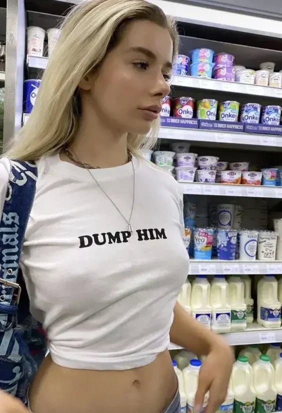DUMP HIM BABY TEE | WHITE CROP TOP - Acid House™ (formerly Zyra Drip)