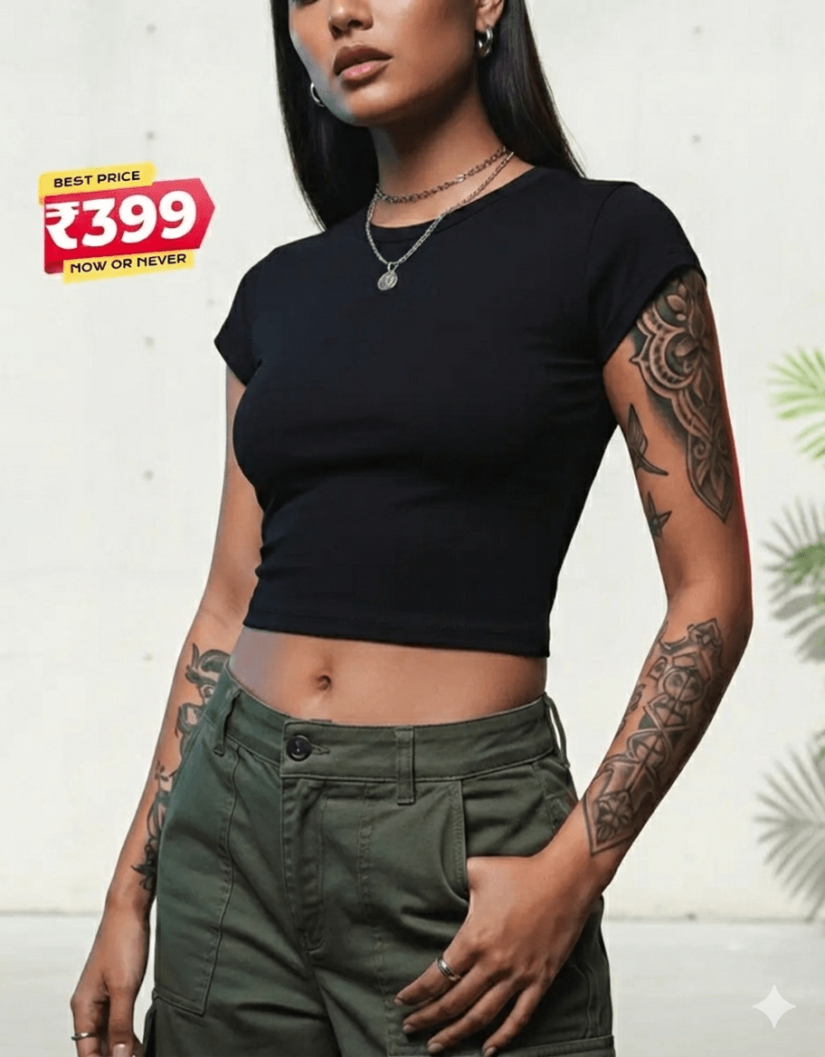 Essential Black Baby Tee | Slim - Fit Crop Top - Acid House™ (formerly Zyra Drip)