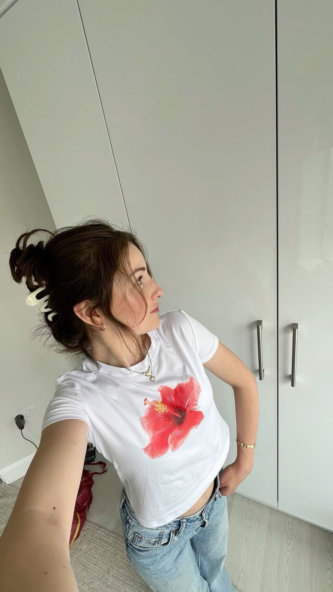 Floral Bloom Baby Tee – Trendy Graphic Crop Top Color white - Acid House™ (formerly Zyra Drip)
