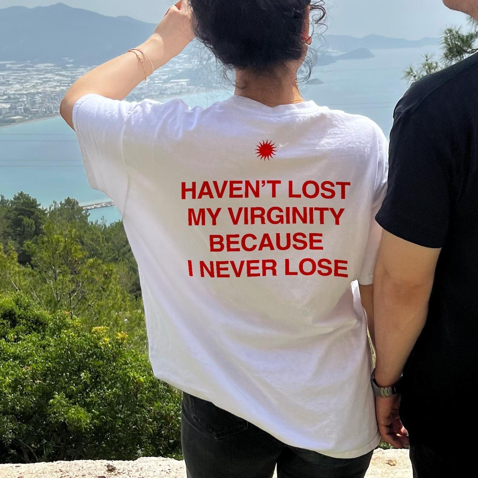 Funny Women’s Graphic Tee – “Haven’t Lost My Virginity Because I Never Lose” Bold Quote T-Shirt - Acid House™