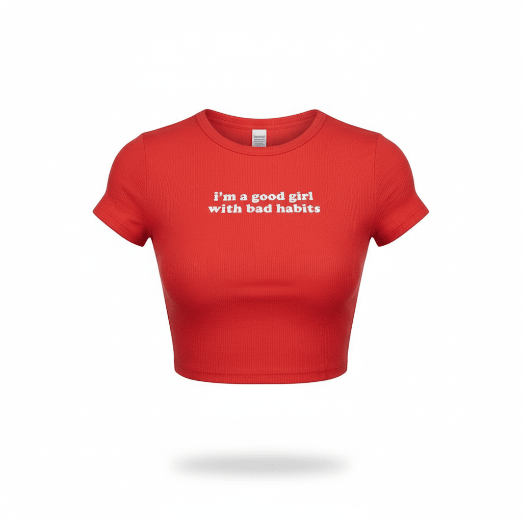 Good Girl with Bad Habits Red Crop Top – Women’s Bold Streetwear Baby Tee - Acid House™ (formerly Zyra Drip)