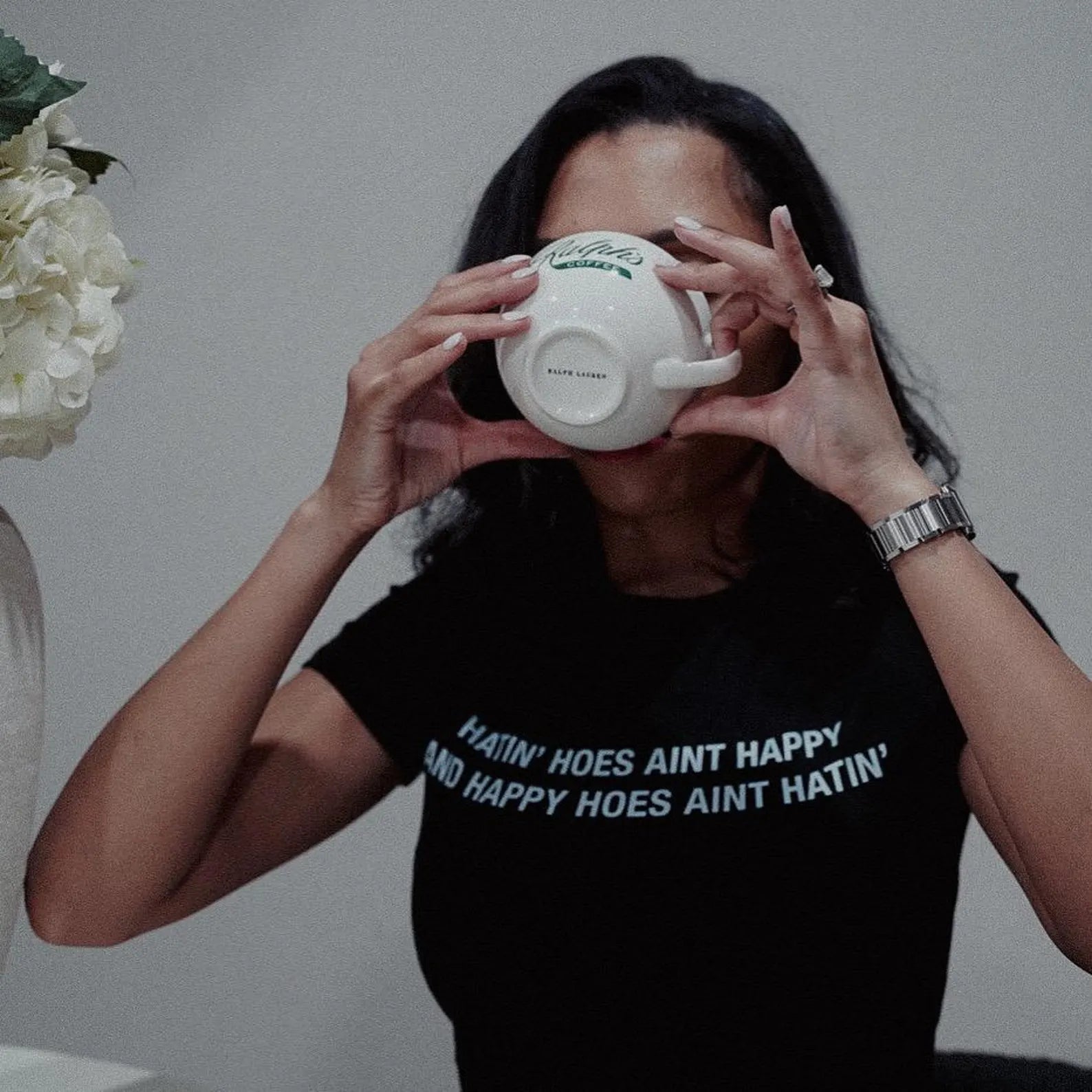Hatin’ Hoes Ain’t Happy Women’s Baby Tee – Slim Fit Graphic Crop Top - Acid House™ (formerly Zyra Drip)